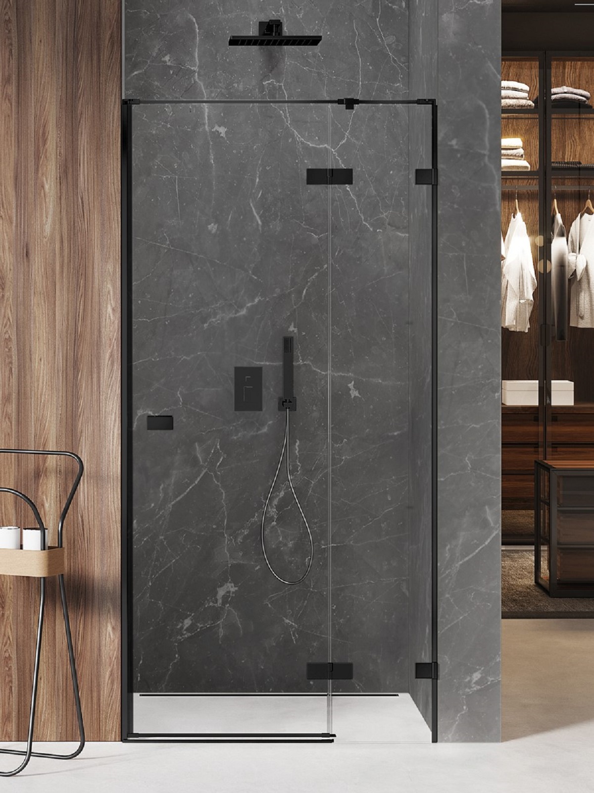 New Trendy Avexa Black uși de duș 90 cm înclinabilă negru mat/sticlă transparentă EXK-1549