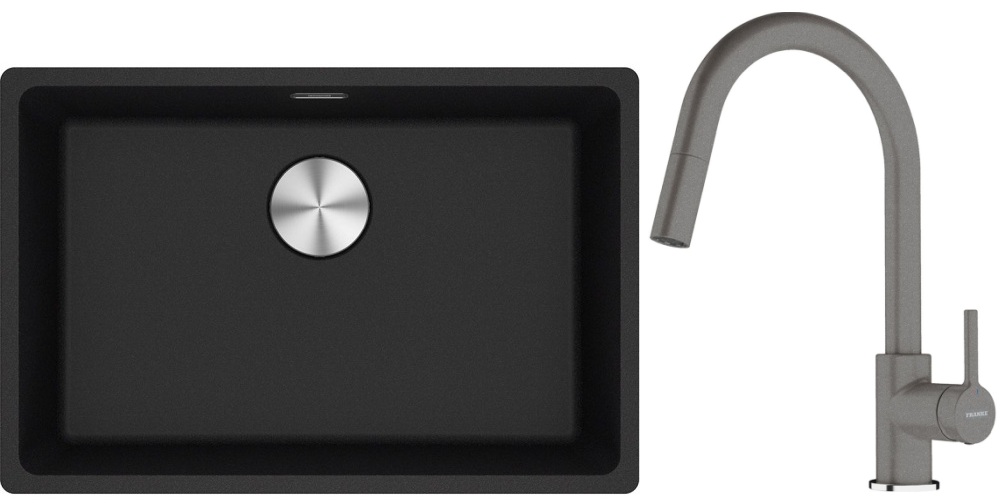 Set chiuvetă din granit Franke Maris 125.0687.257, baterie bucătărie Franke Lina 115.0626.057