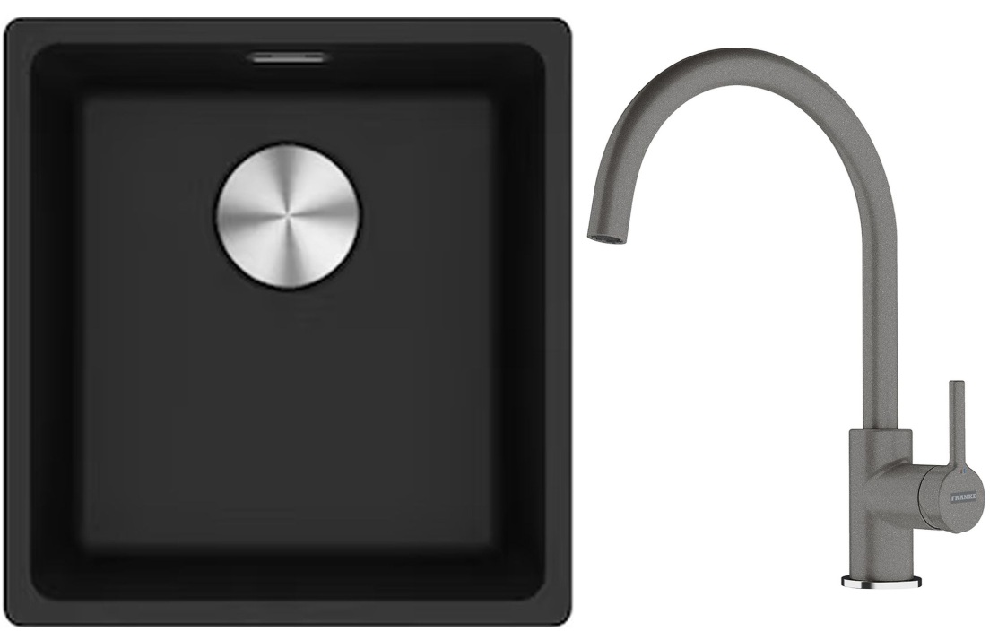 Set chiuvetă din granit Franke Maris 125.0687.249, baterie bucătărie Franke Lina 115.0626.022