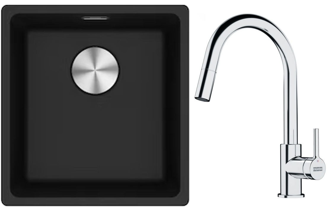 Set chiuvetă din granit Franke Maris 125.0687.249, baterie bucătărie Franke Lina 115.0693.229
