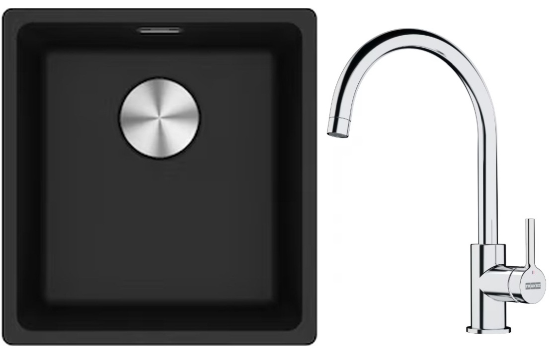 Set chiuvetă din granit Franke Maris 125.0687.249, baterie bucătărie Franke Lina 115.0693.228