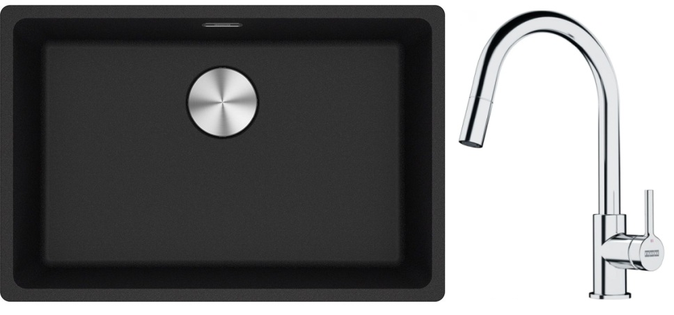Set chiuvetă din granit Franke Maris 125.0687.257, baterie bucătărie Franke Lina 115.0693.229