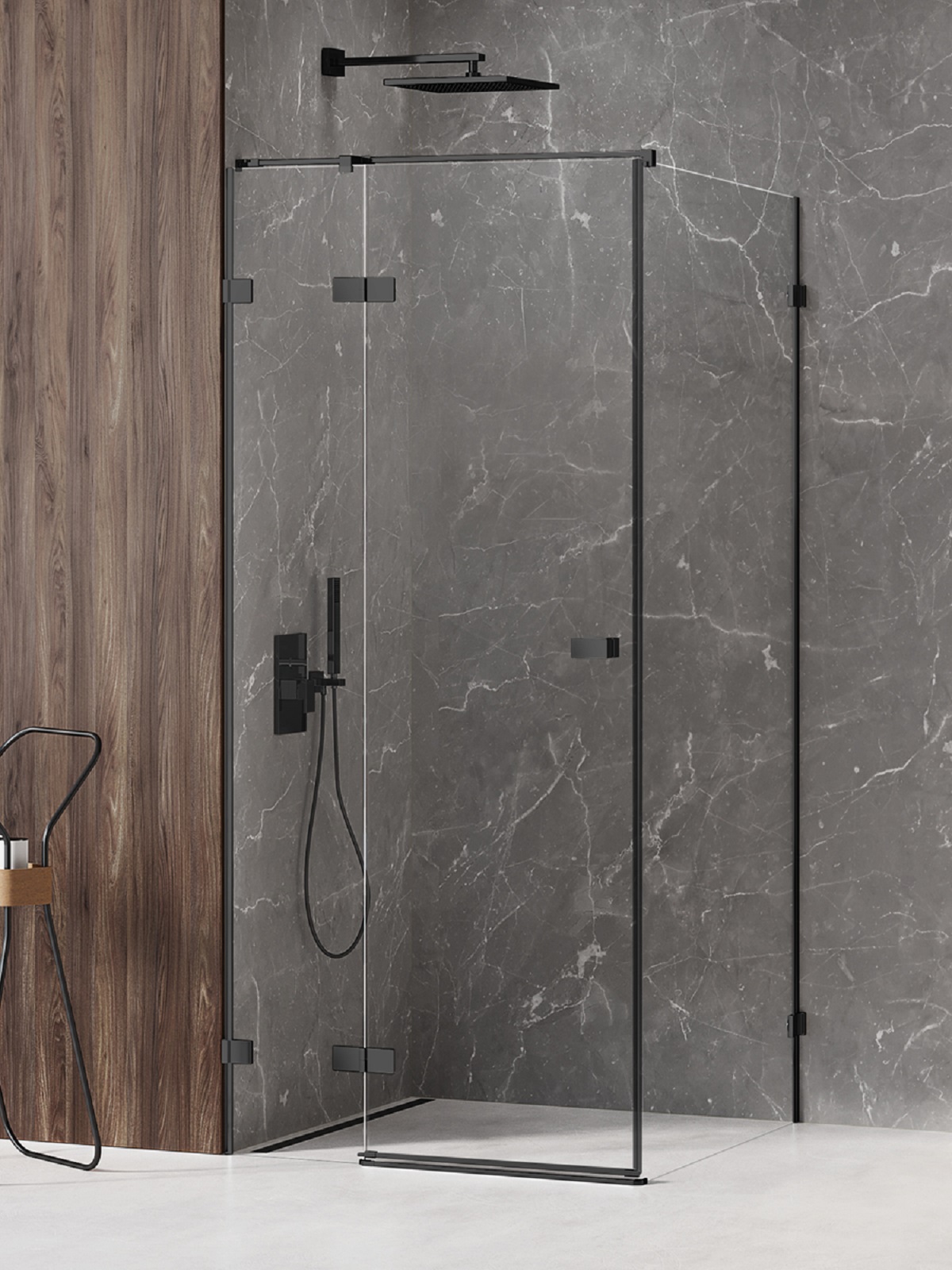 New Trendy Avexa Black cabină de duș 90x70 cm dreptunghiular negru mat/sticlă transparentă EXK-1572