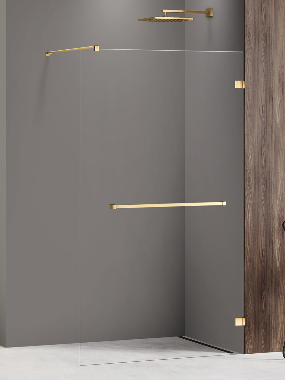 New Trendy Avexa Gold Shine perete cabină de duș walk-in 90 cm auriu luciu/sticla transparentă EXK-7070
