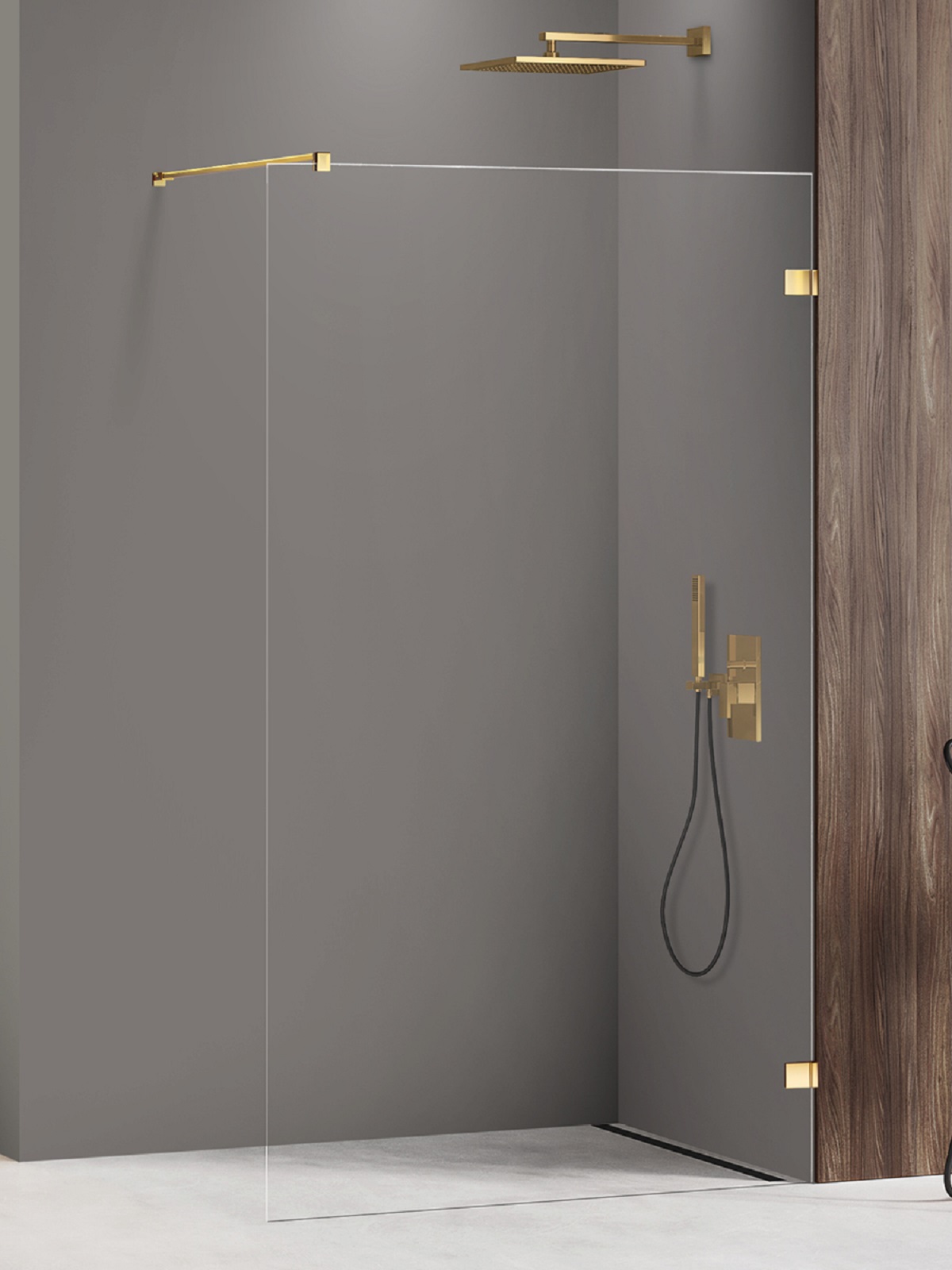 New Trendy Avexa Gold Shine perete cabină de duș walk-in 160 cm auriu luciu/sticla transparentă EXK-7065