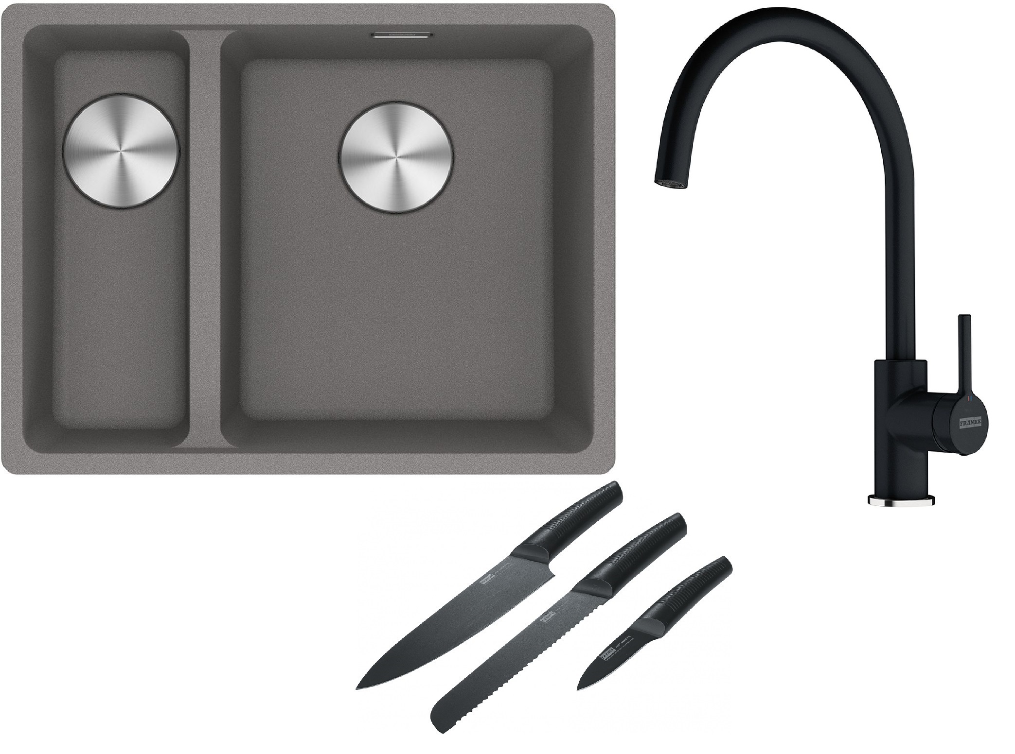 Set chiuvetă din granit Franke Maris 125.0687.270, baterie bucătărie Franke Lina 115.0626.020
