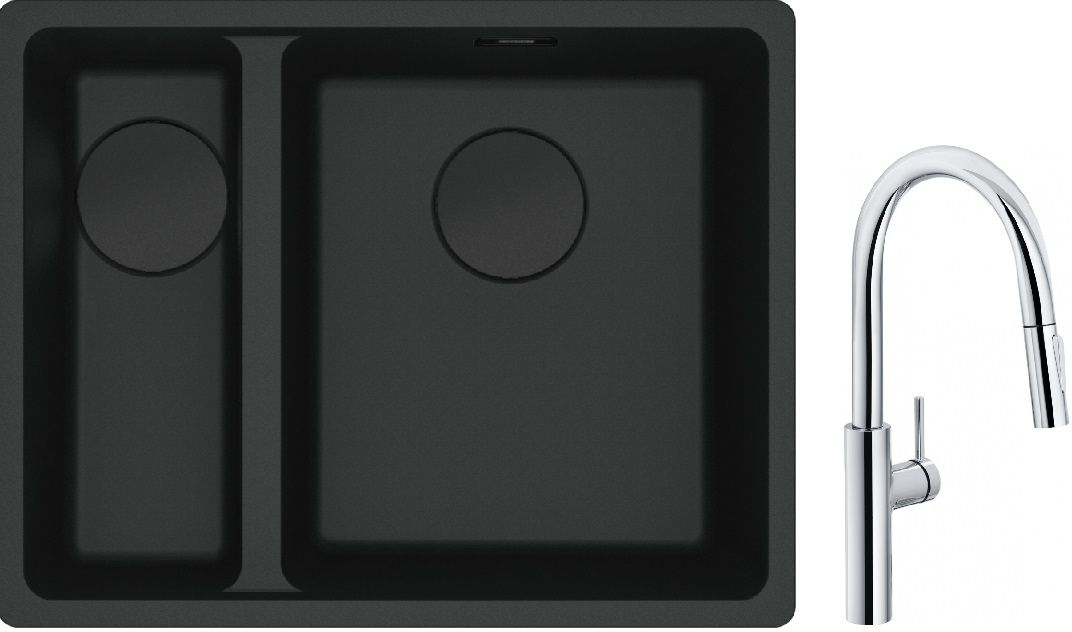Set chiuvetă din granit Franke Maris 125.0697.756, baterie bucătărie Franke Pescara L Slide-In 115.0538.940