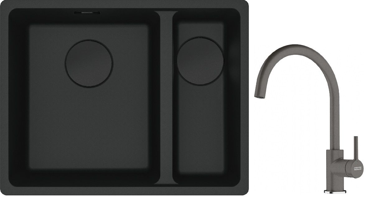 Set chiuvetă din granit Franke Maris 125.0697.755, baterie bucătărie Franke Lina 115.0626.022