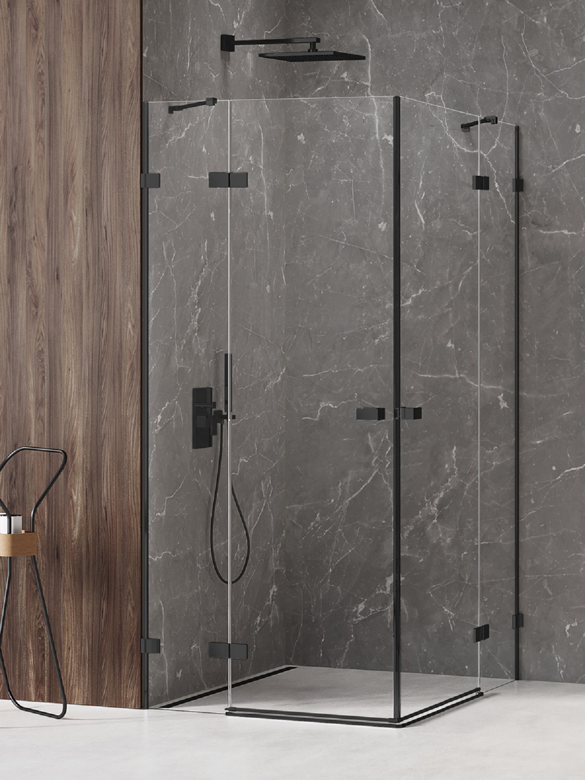 New Trendy Avexa Black cabină de duș 100x90 cm dreptunghiular negru mat/sticlă transparentă EXK-1617