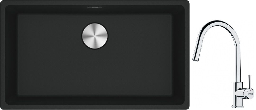 Set chiuvetă din granit Franke Maris 125.0687.260, baterie bucătărie Franke Lina 115.0693.229