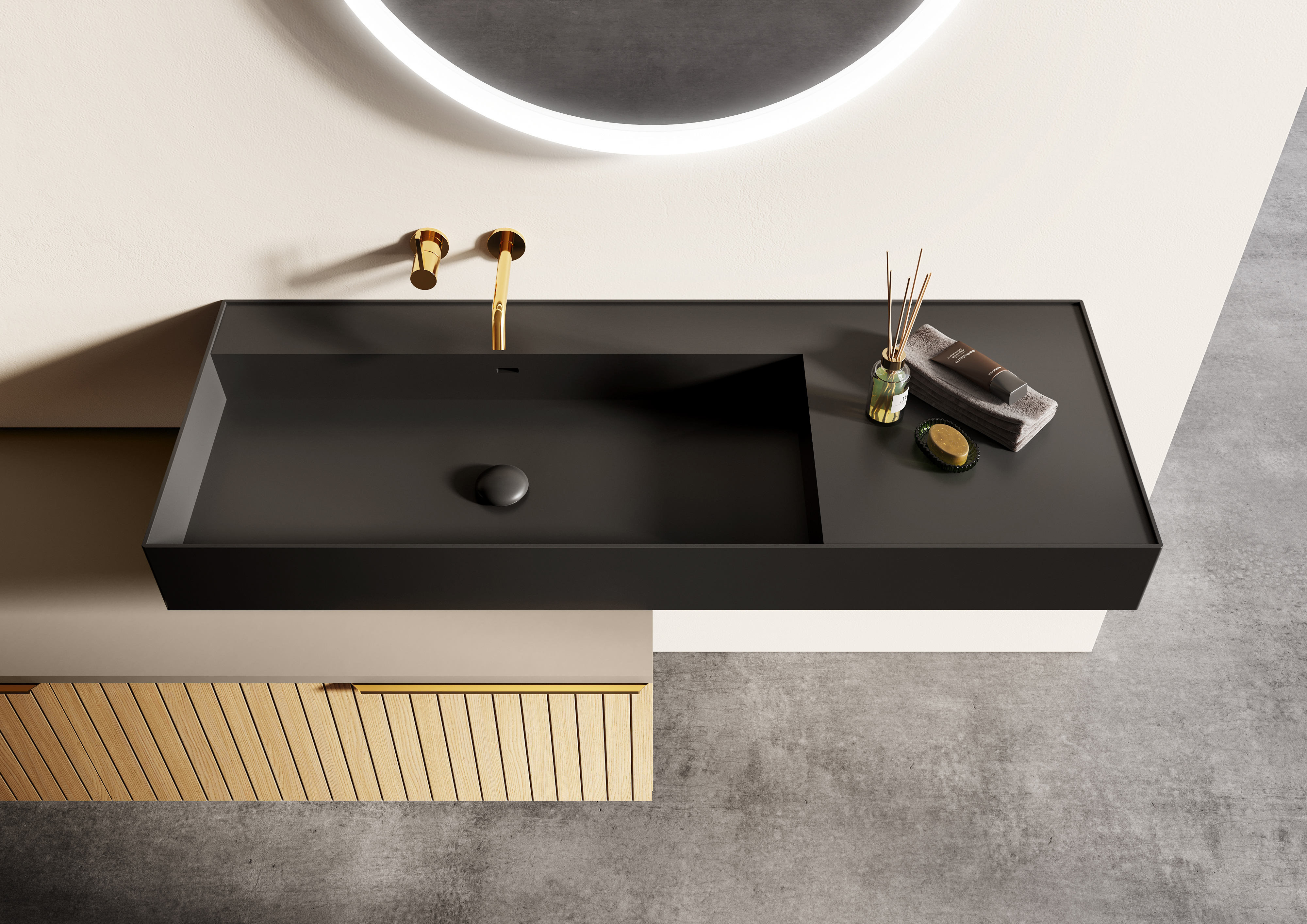 Elita Level lavoar 120.5x45.5 cm dreptunghiular clasică negru RE041461197160