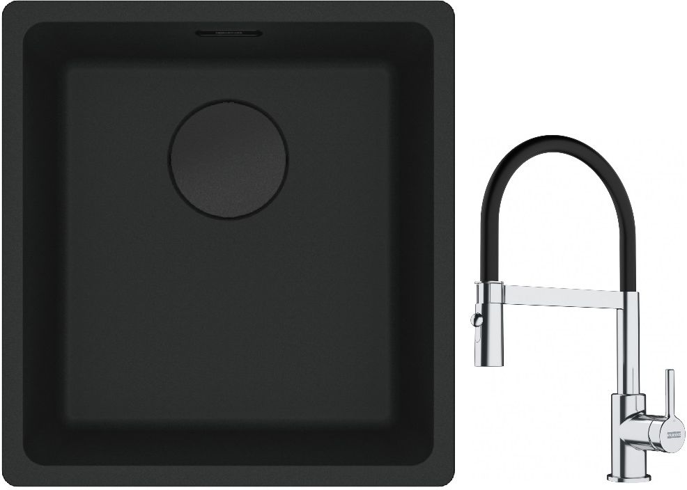Set chiuvetă din granit Franke Maris 125.0697.760, baterie bucătărie Franke Lina 115.0626.085
