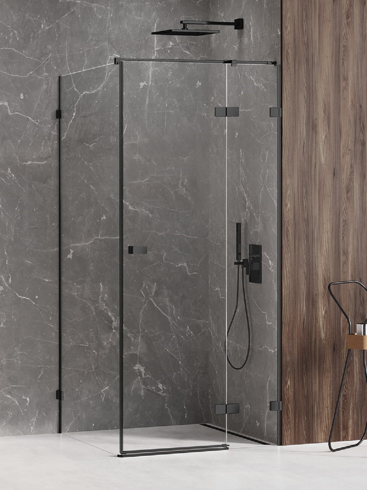 New Trendy Avexa Black cabină de duș 120x90 cm dreptunghiular negru mat/sticlă transparentă EXK-1601
