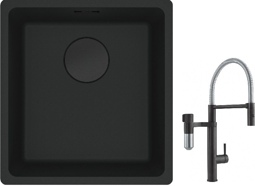 Set baterie bucătărie Franke Vital Semi-Pro 120.0621.313, chiuvetă din granit Franke Maris 125.0697.760