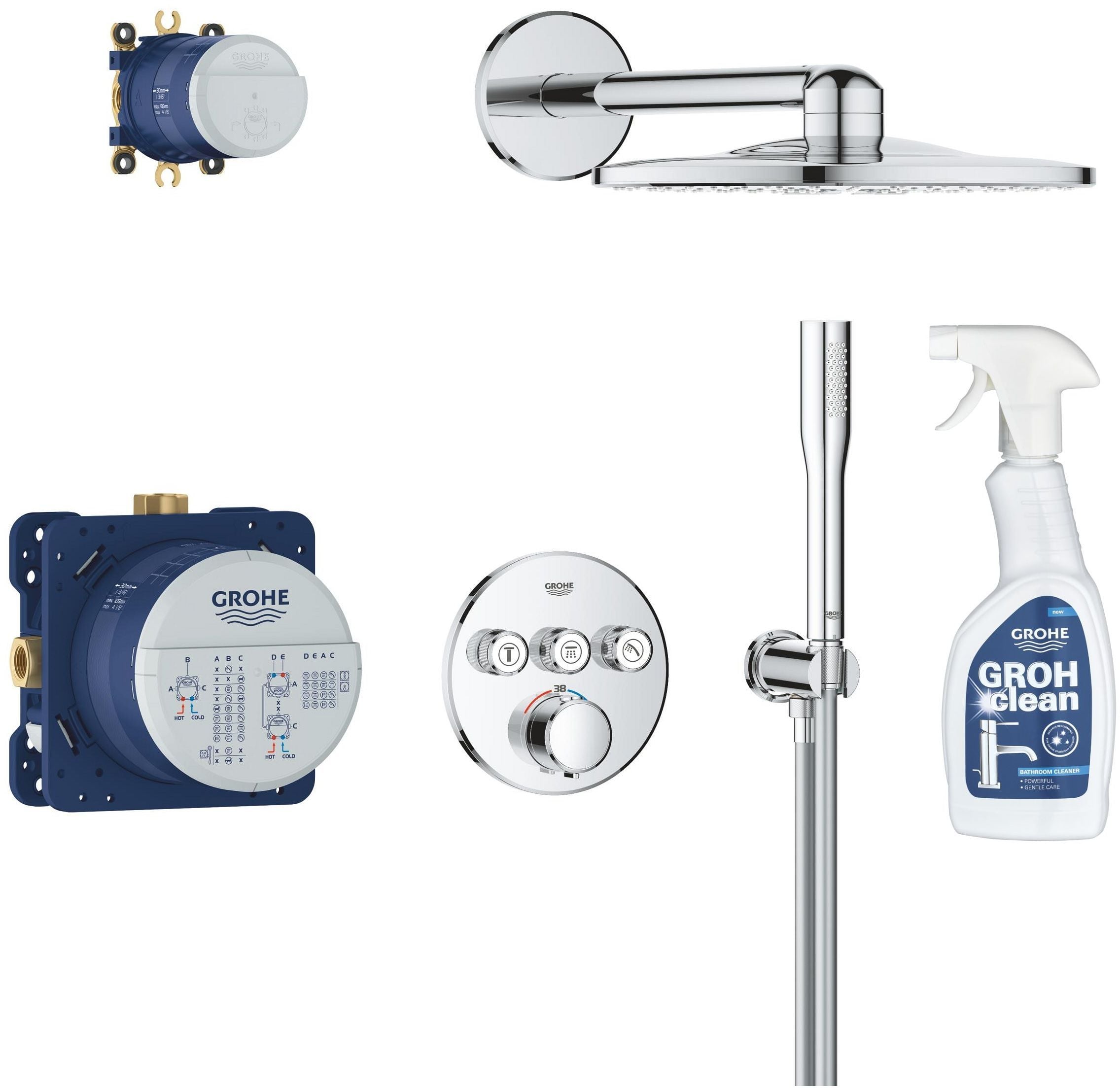 Set set de duș Grohe Precision Smartcontrol 34874000, detergent curățare crom Grohe 48166000