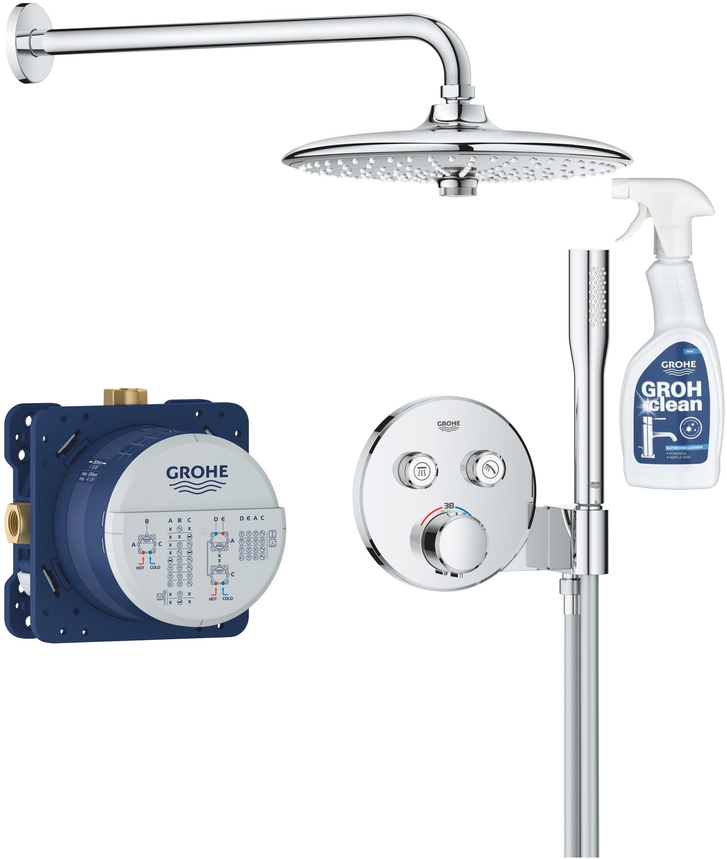 Set set de duș Grohe Precision Smartcontrol 34878000, detergent curățare crom Grohe 48166000