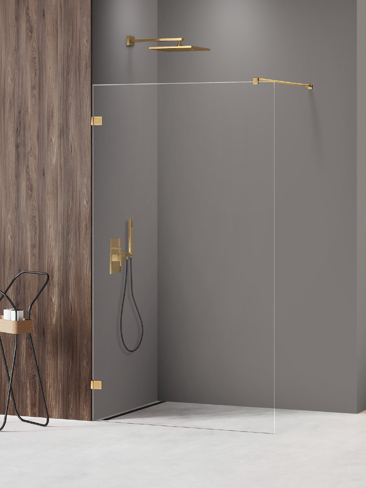 New Trendy Avexa Gold Shine XR perete cabină de duș walk-in 50 cm auriu luciu/sticla transparentă EXK-6974