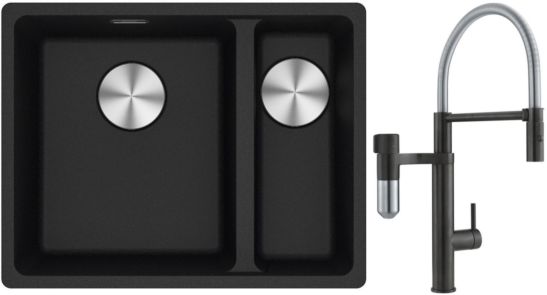 Set baterie bucătărie Franke Vital Semi-Pro 120.0621.313, chiuvetă din granit Franke Maris 125.0687.265