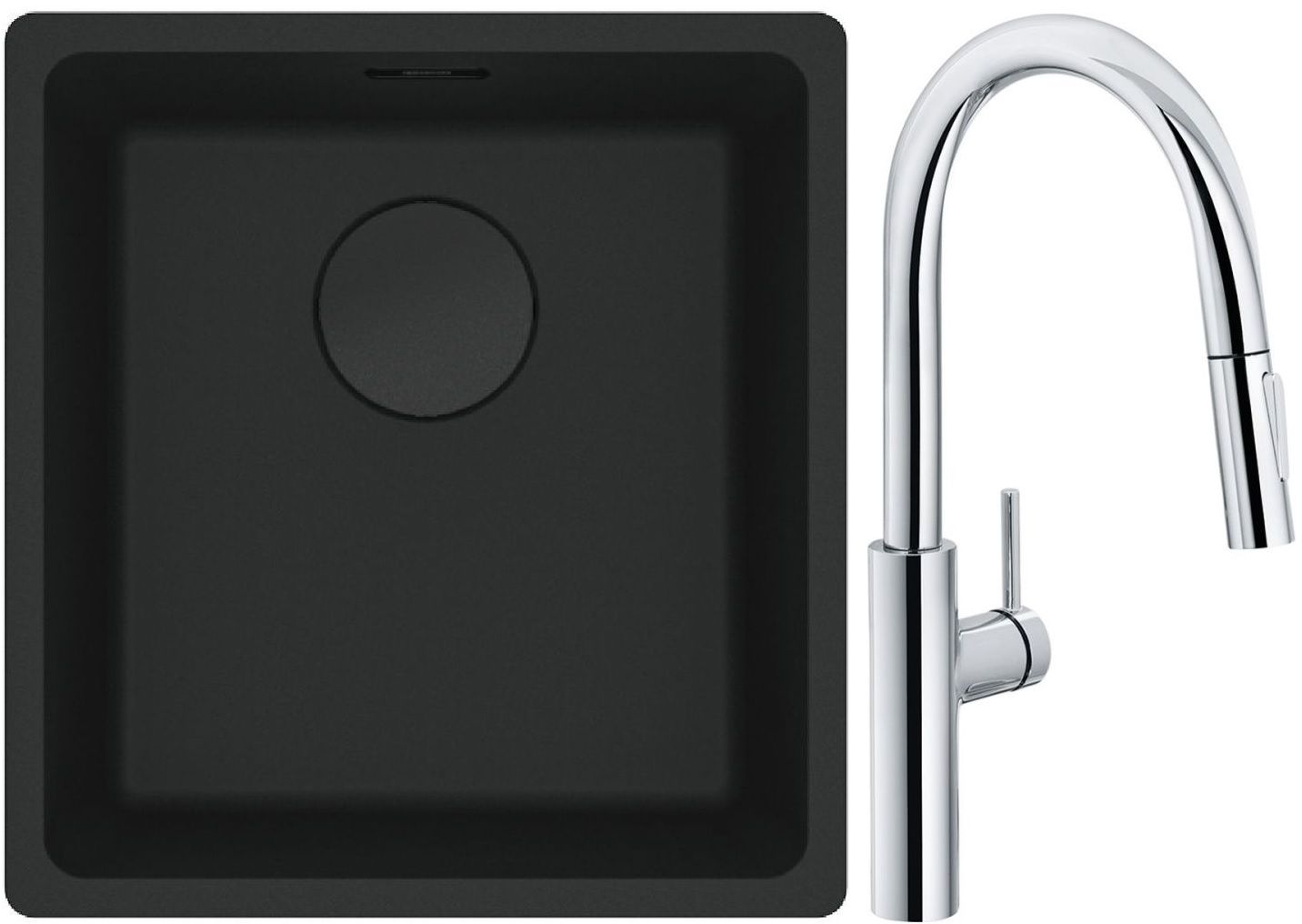 Set baterie bucătărie Franke Pescara L Slide-In 115.0538.940, chiuvetă din granit Franke Maris 125.0697.760