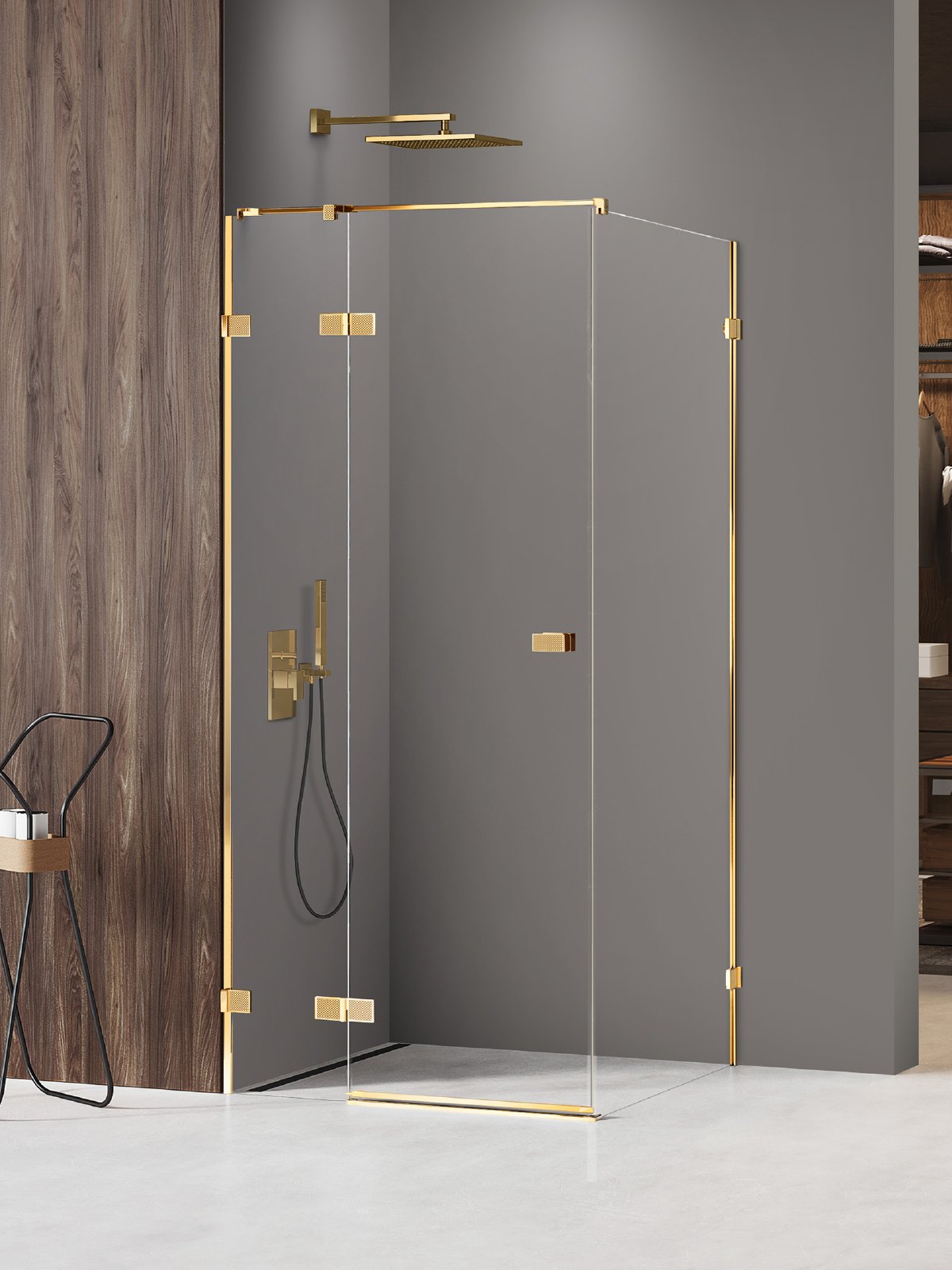 New Trendy Avexa Gold Shine XR cabină de duș 100x90 cm dreptunghiular auriu luciu/sticlă transparentă EXK-6759