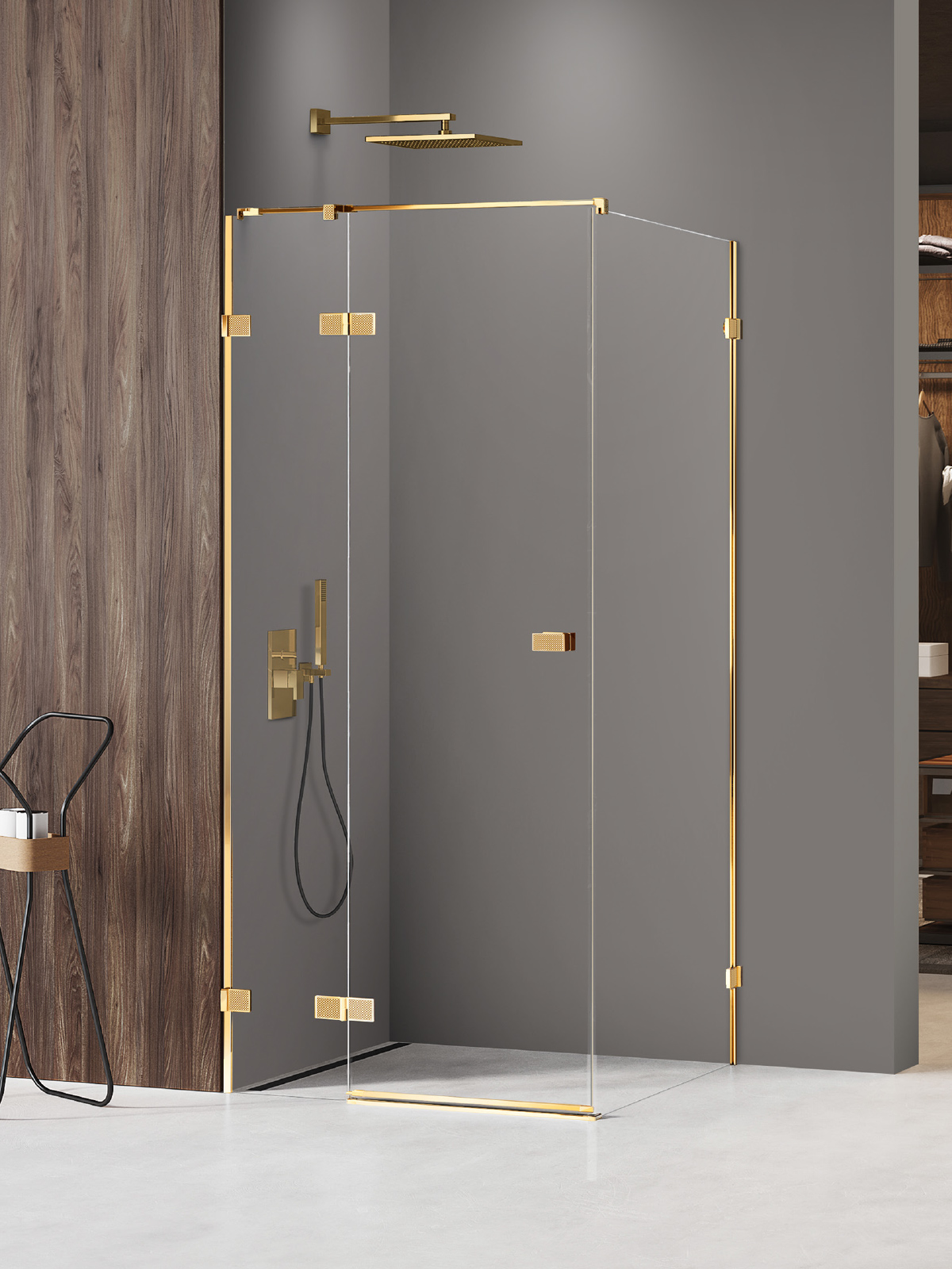 New Trendy Avexa Gold Shine XR cabină de duș 80x80 cm pătrat auriu luciu/sticlă transparentă EXK-6751