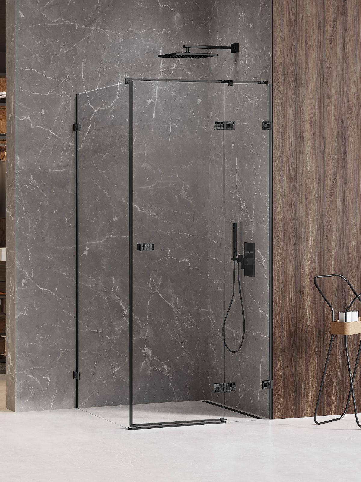 New Trendy Avexa Black XR cabină de duș 120x110 cm dreptunghiular negru mat/sticlă transparentă EXK-6907