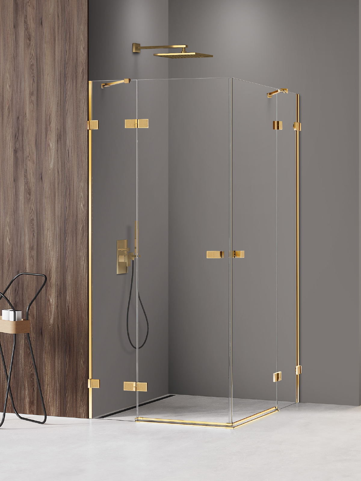 New Trendy Avexa Gold Shine XR cabină de duș 100x80 cm dreptunghiular auriu luciu/sticlă transparentă EXK-6812