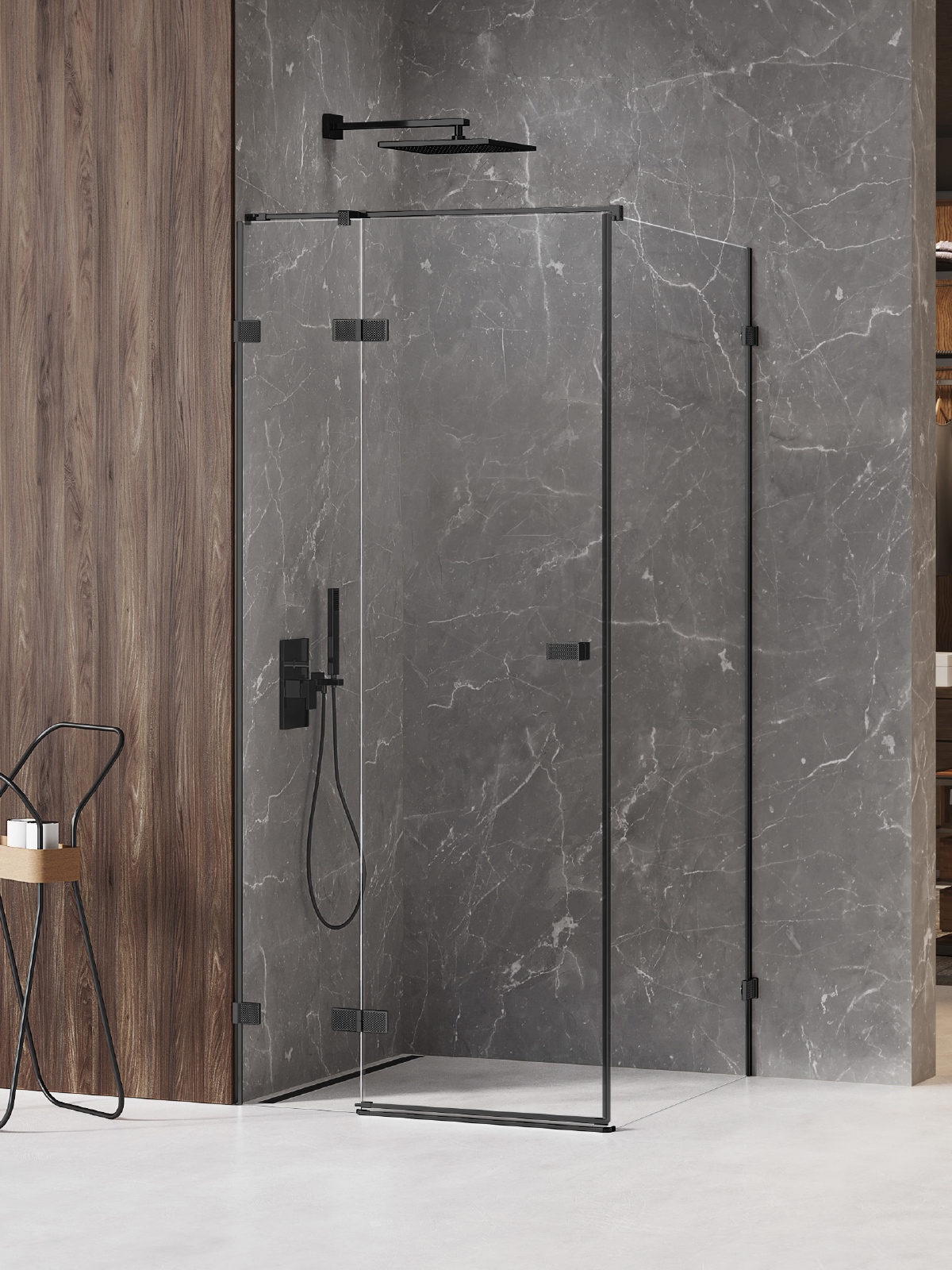 New Trendy Avexa Black XR cabină de duș 120x110 cm dreptunghiular negru mat/sticlă transparentă EXK-6877