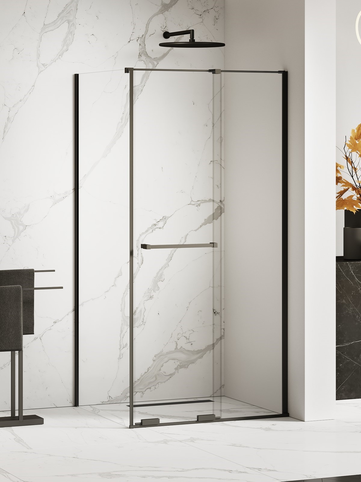 New Trendy Smart Black cabină de duș 140x80 cm dreptunghiular negru mat/sticlă transparentă EXK-6659