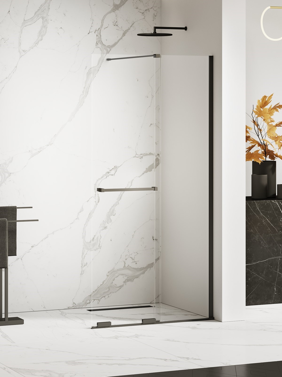 New Trendy Smart Black perete cabină de duș walk-in 120 cm negru mat/sticla transparentă EXK-6678