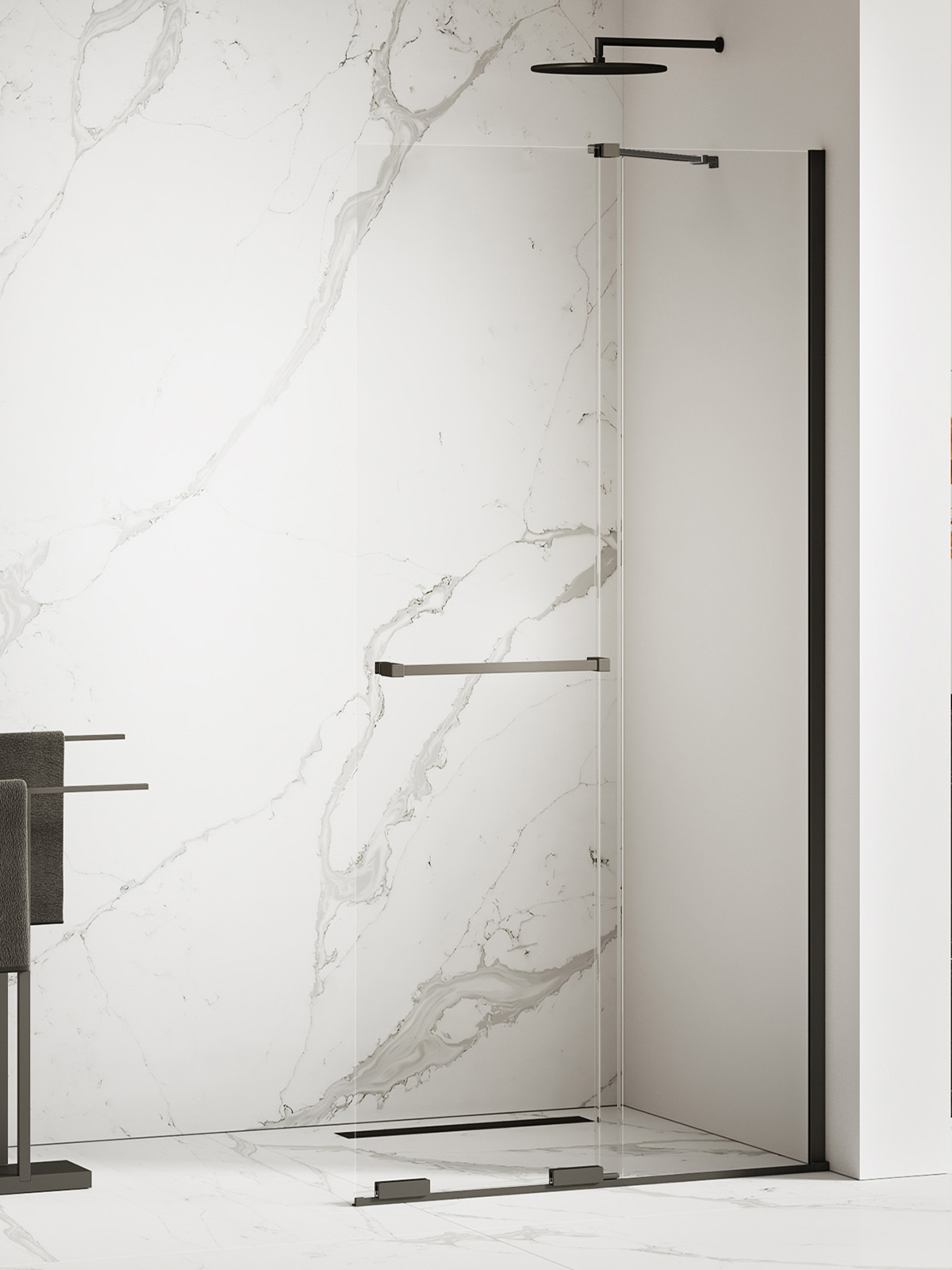 New Trendy Smart Black perete cabină de duș walk-in 150 cm negru mat/sticla transparentă EXK-6681-WU