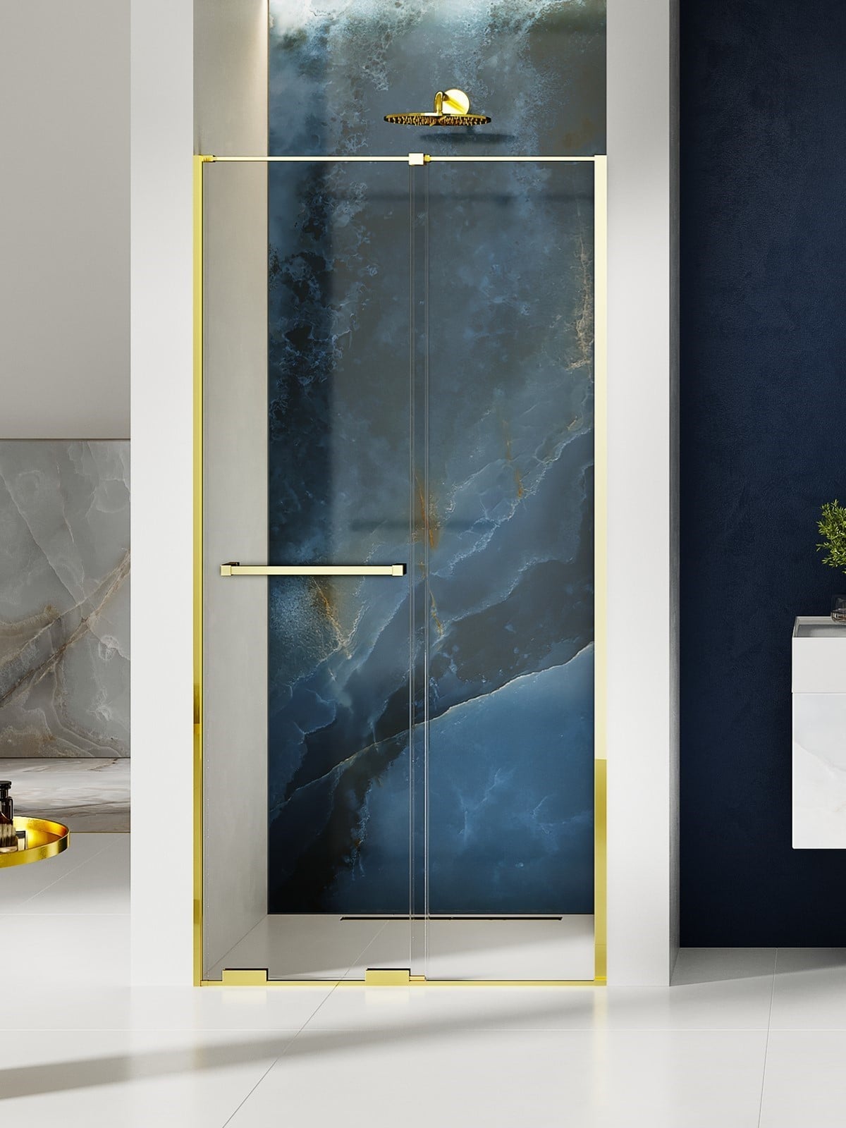 New Trendy Smart Light Gold uși de duș 150 cm culisantă auriu luciu/sticlă transparentă EXK-6688