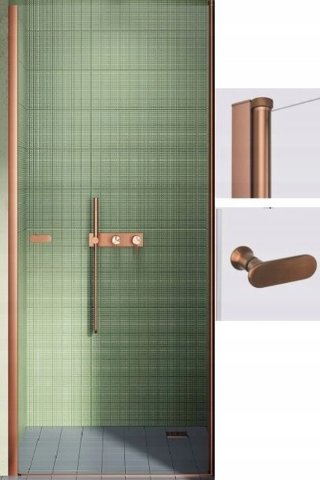 New Trendy New Soleo Copper Brushed uși de duș 80 cm înclinabilă cupru periat/sticlă transparentă D-0490A