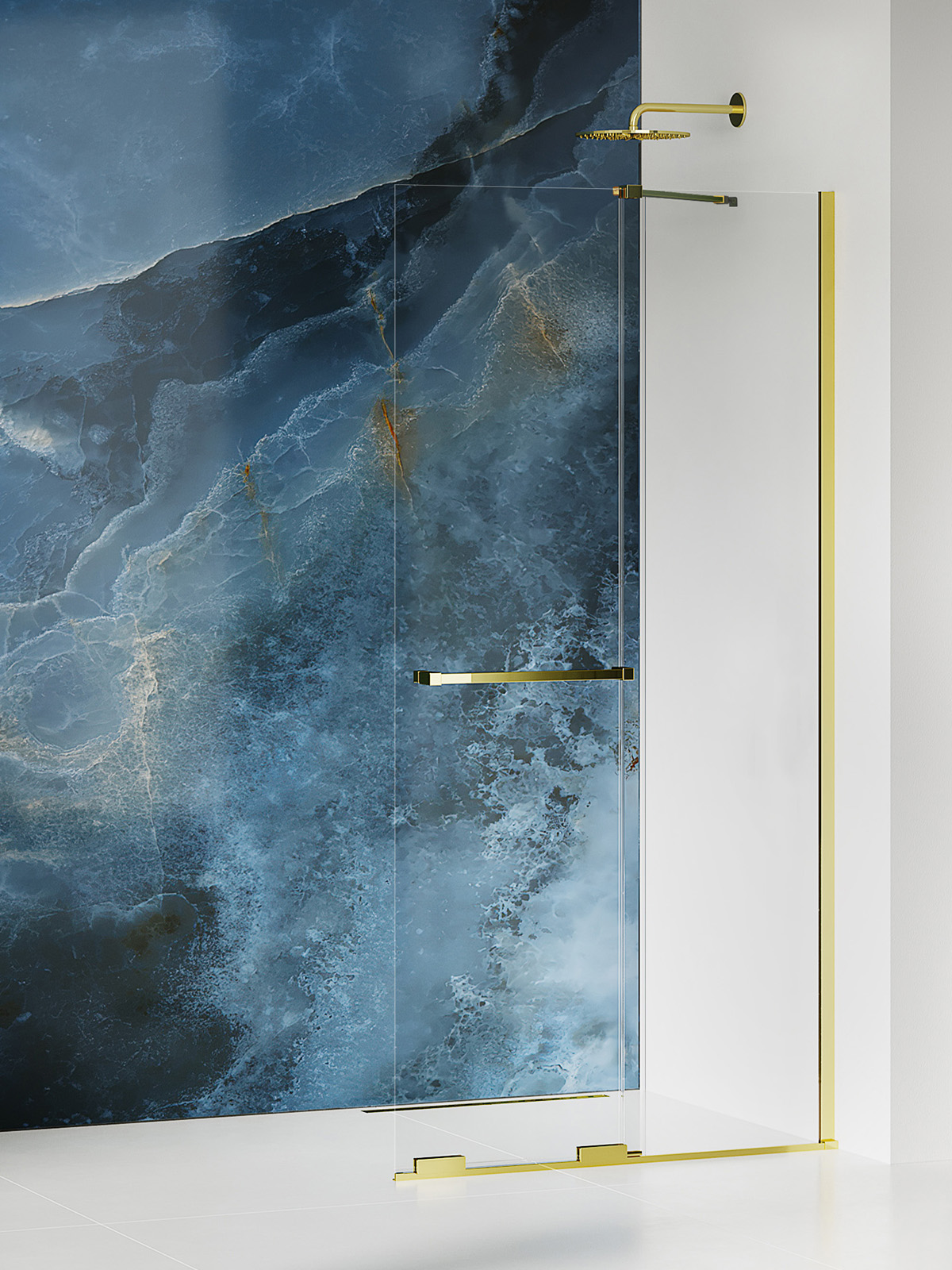 New Trendy Smart Light Gold perete cabină de duș walk-in 160 cm auriu luciu/sticla transparentă EXK-6735-WU