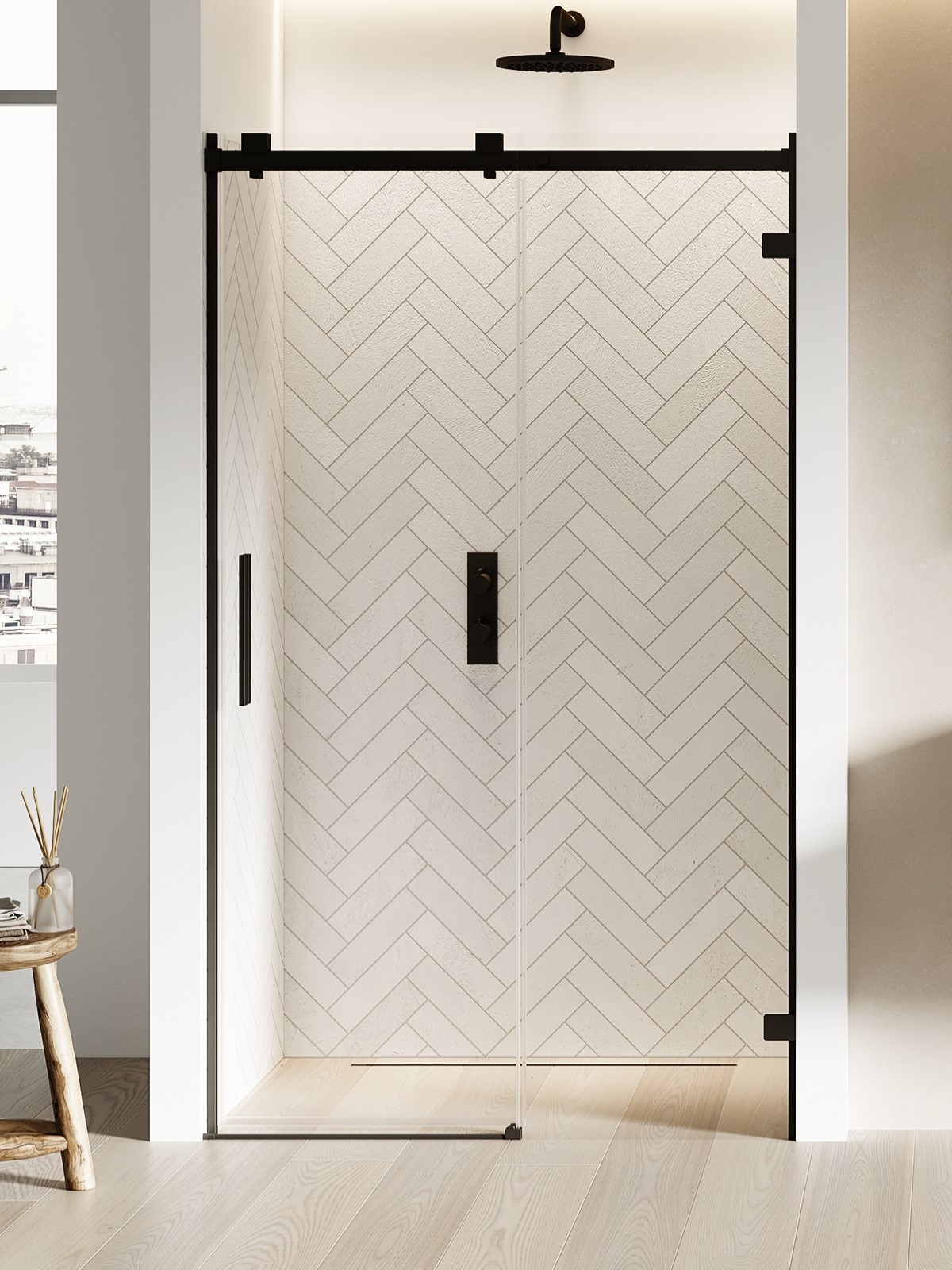 New Trendy Softi X Black uși de duș 160 cm culisantă negru mat/sticlă transparentă EXK-5364