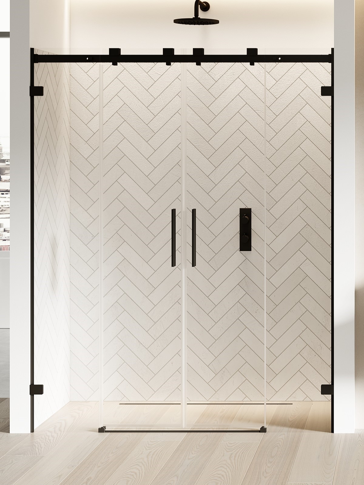 New Trendy Softi X Black uși de duș 140 cm culisantă negru mat/sticlă transparentă EXK-5370