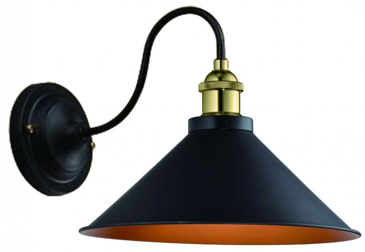 GTV Mani lampă de perete 1x40 W negru-auriu OS-MANI1-11-DEC