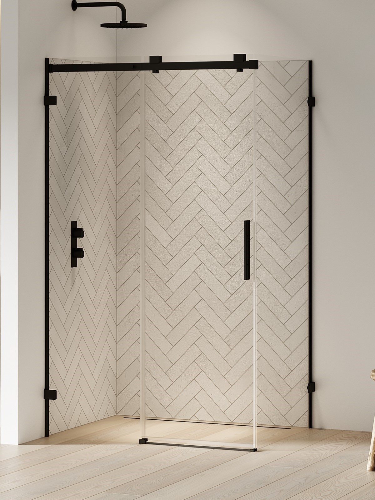 New Trendy Softi X Black cabină de duș 100x90 cm dreptunghiular negru mat/sticlă transparentă EXK-5377