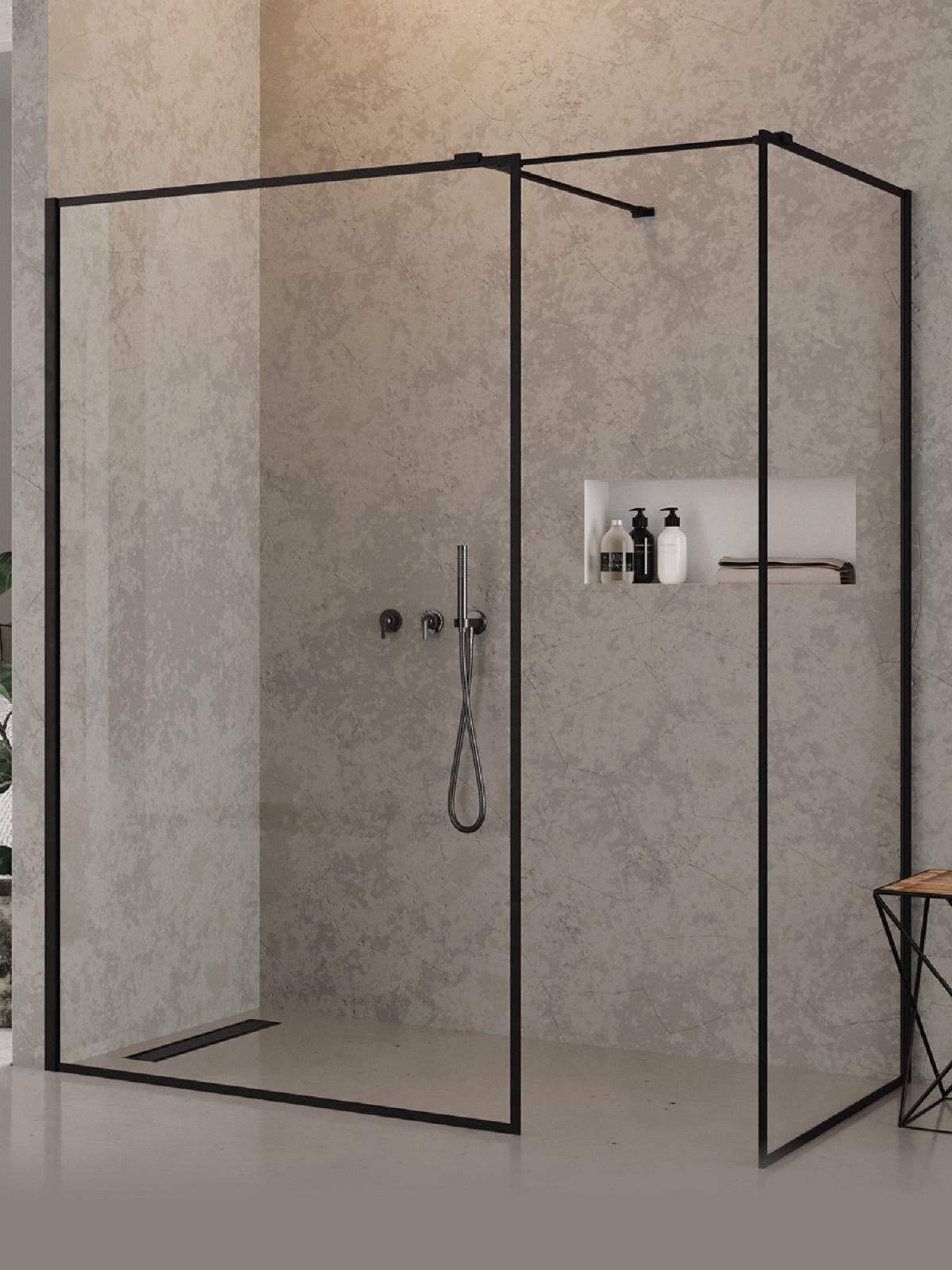 New Trendy New Modus Black cabină de duș walk-in 170x120 cm negru mat/sticlă transparentă EXK-5670