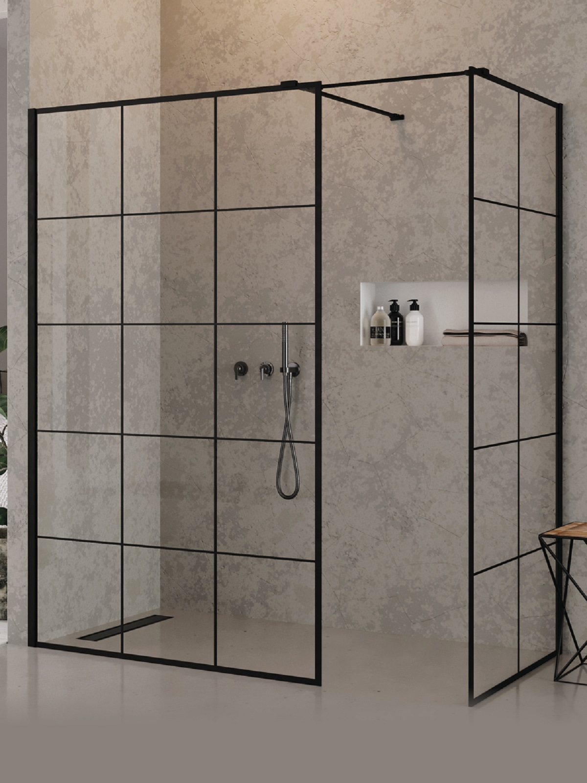New Trendy New Modus Black cabină de duș walk-in 150x100 cm negru mat/sticlă transparentă EXK-5651