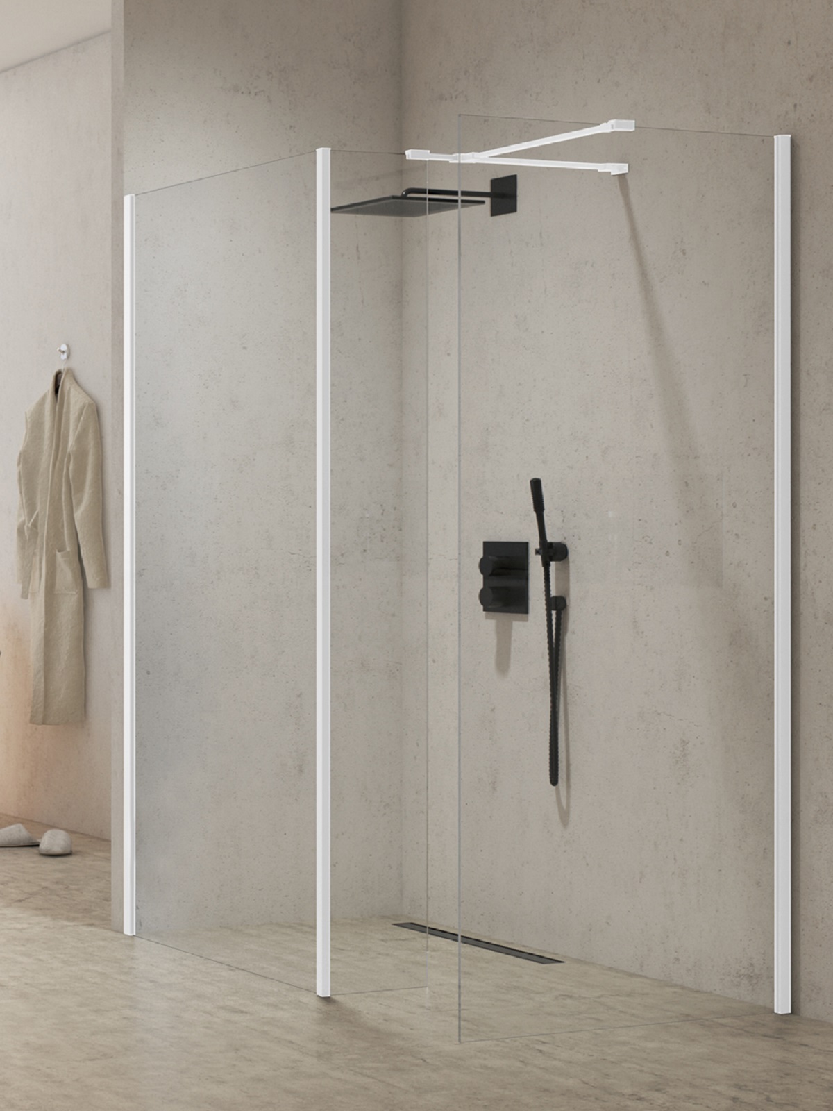 New Trendy New Modus White perete cabină de duș walk-in 100 cm alb mat/sticla transparentă EXK-6985