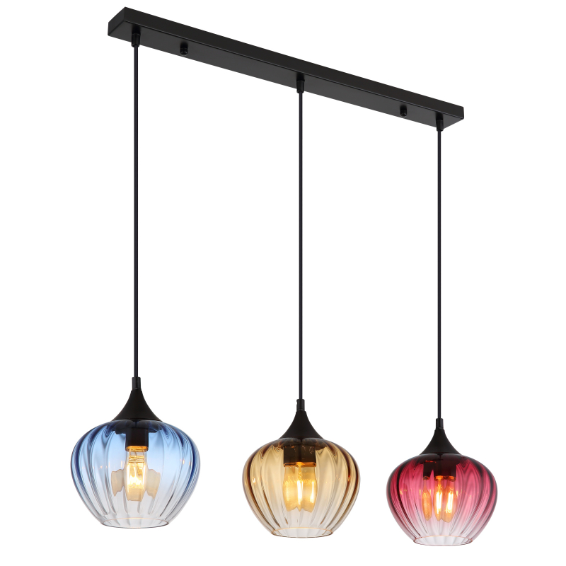 Globo Lighting Sander lampă suspendată 3x60 W negru-albastru-chihlimbar-roșu 15748-3H