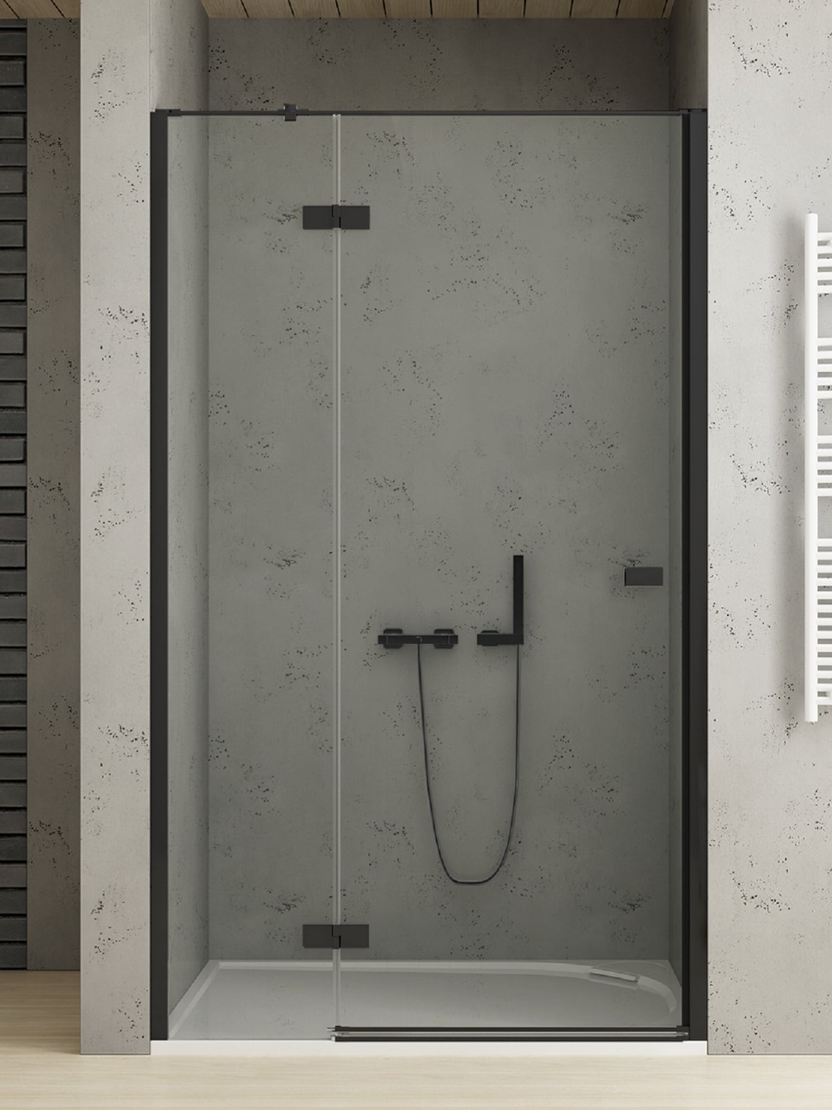 New Trendy Reflexa Black uși de duș 100 cm înclinabilă negru mat/sticlă transparentă EXK-4902