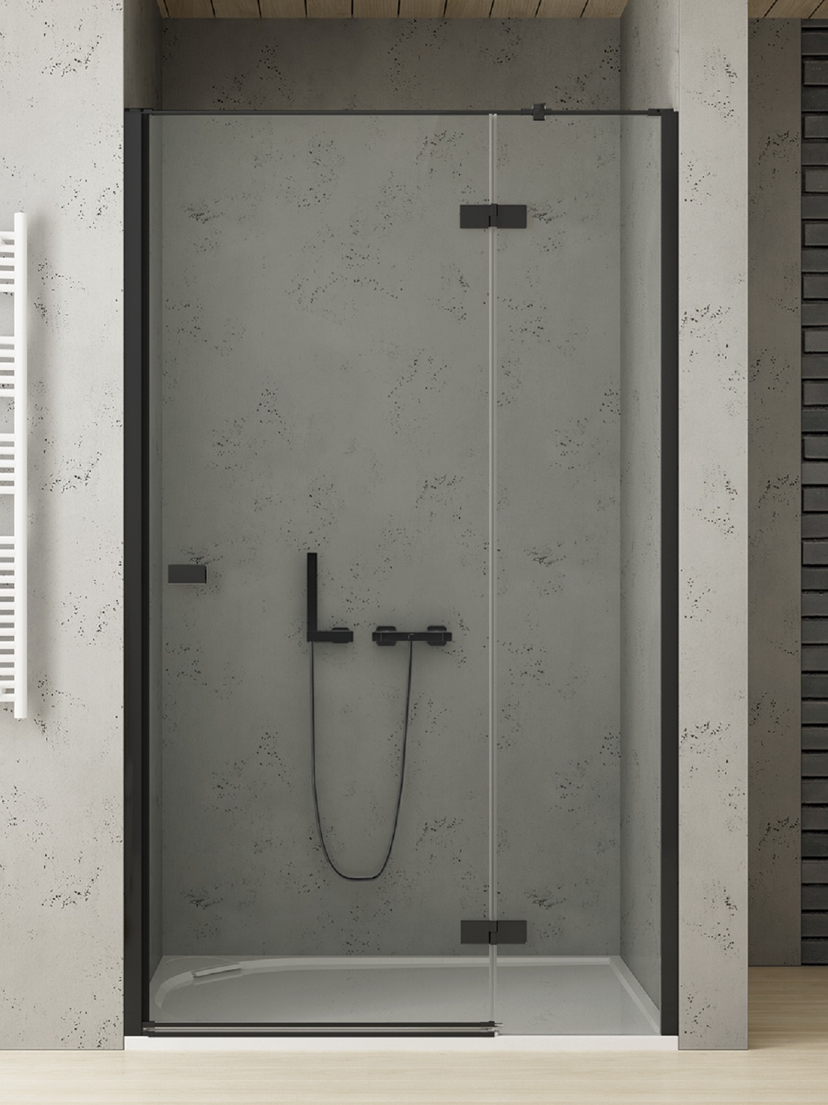 New Trendy Reflexa Black uși de duș 110 cm înclinabilă negru mat/sticlă transparentă EXK-4905