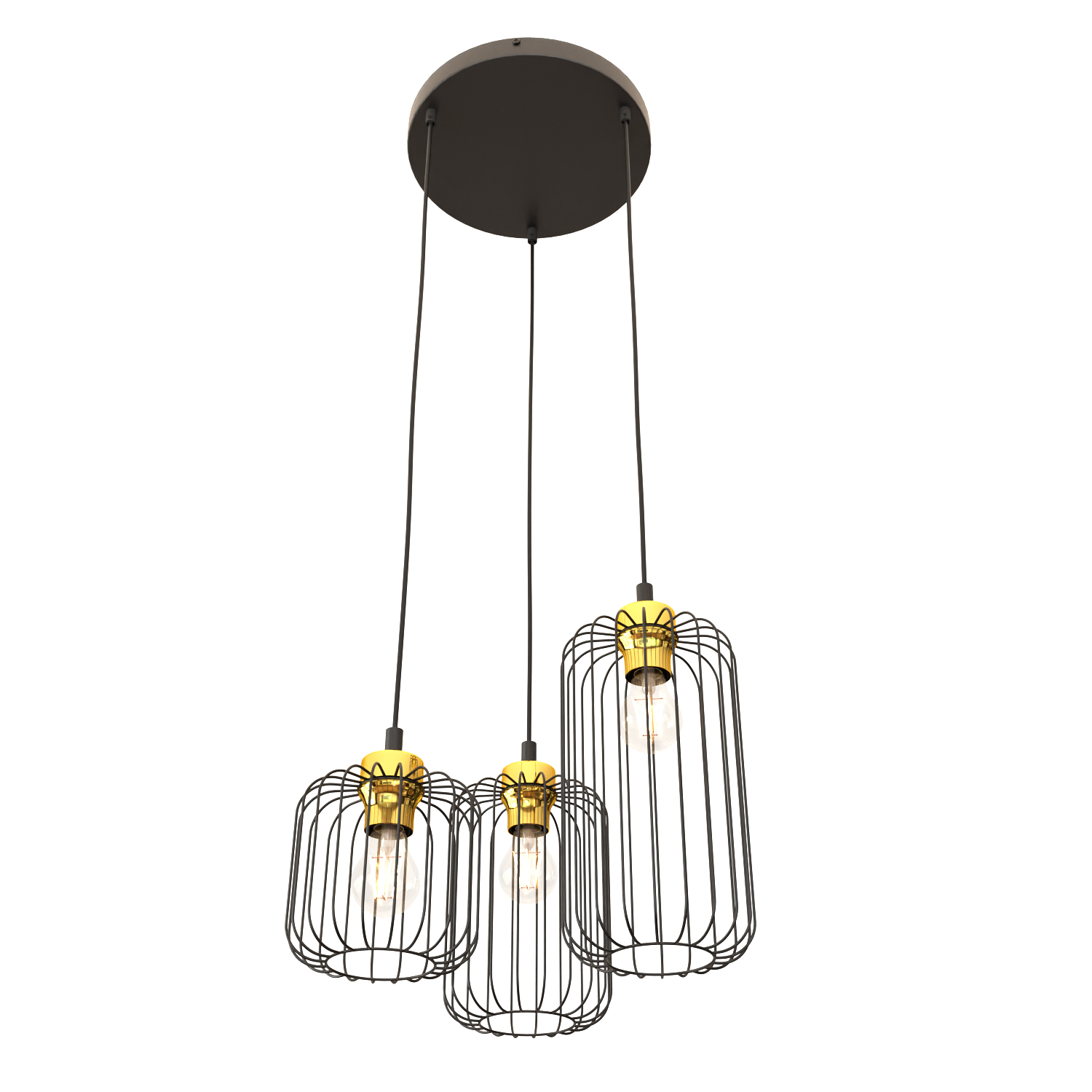 Emibig Vander lampă suspendată 3x15 W negru-auriu 13643PREM