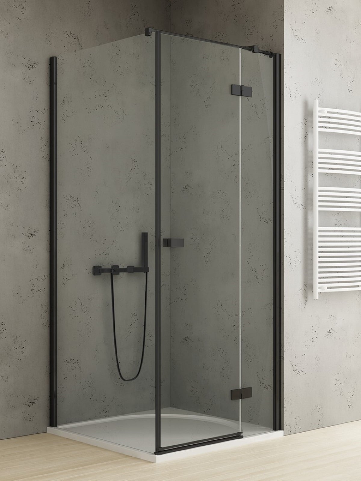New Trendy Reflexa Black cabină de duș 120x110 cm dreptunghiular negru mat/sticlă transparentă EXK-4959
