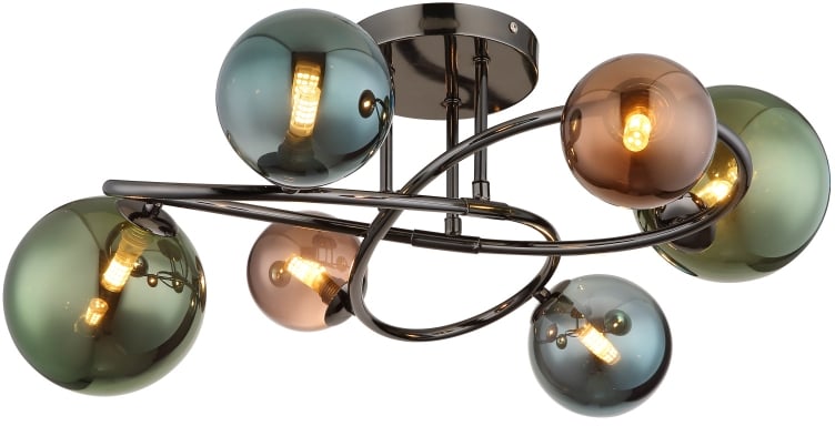 Globo Lighting Riha lampă suspendată 6x3.5 W verde-fumuriu-albastru-gri/frasin 56142-6D