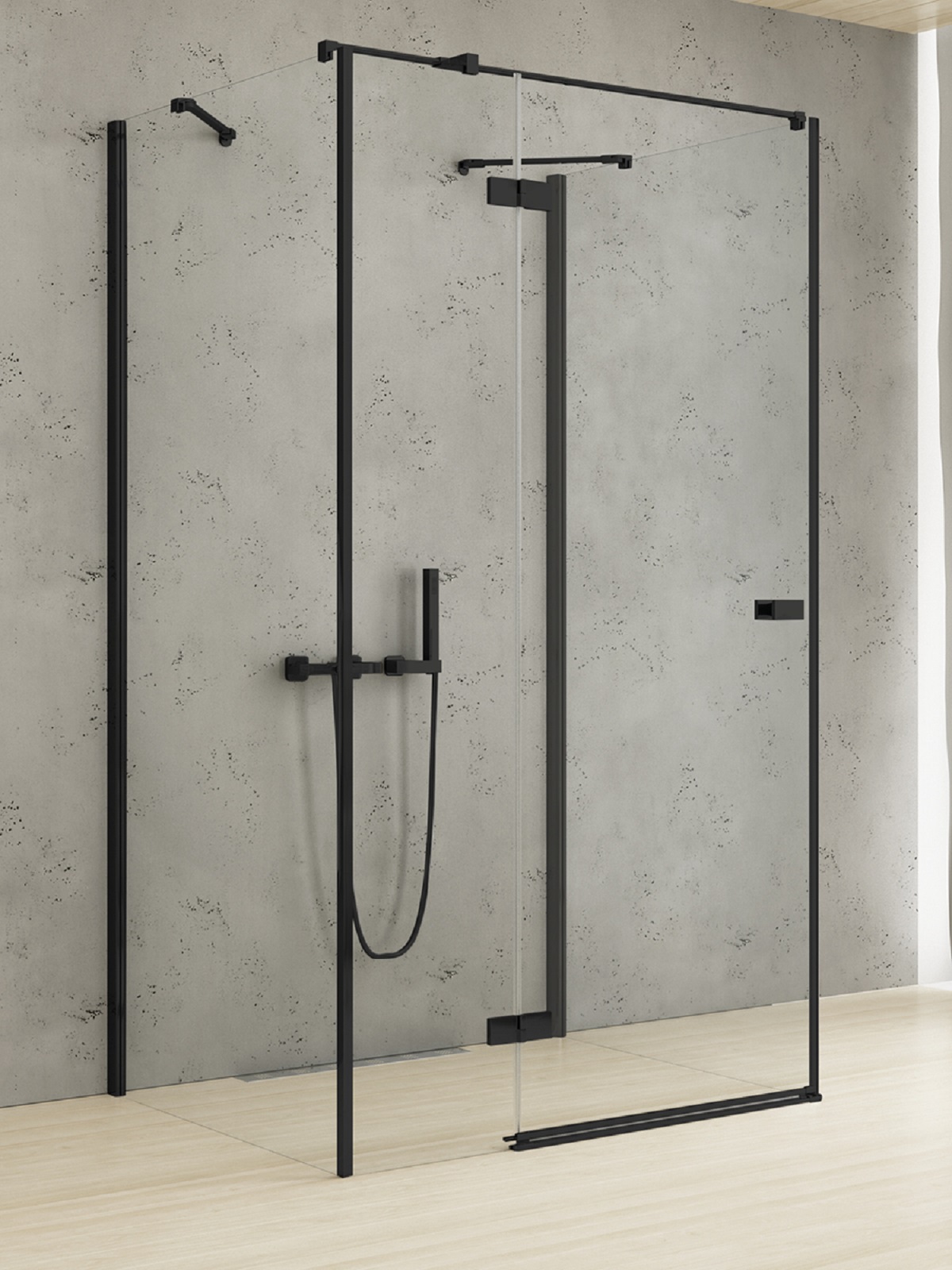 New Trendy Reflexa Black cabină de duș 110x70 cm dreptunghiular negru mat/sticlă transparentă EXK-5033