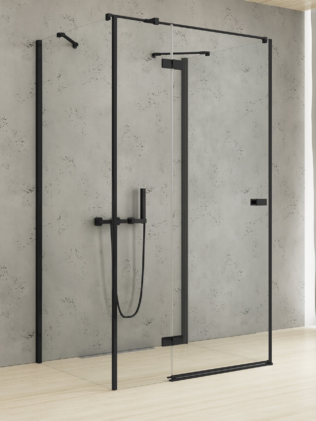 New Trendy Reflexa Black cabină de duș 120x110 cm dreptunghiular negru mat/sticlă transparentă EXK-5043