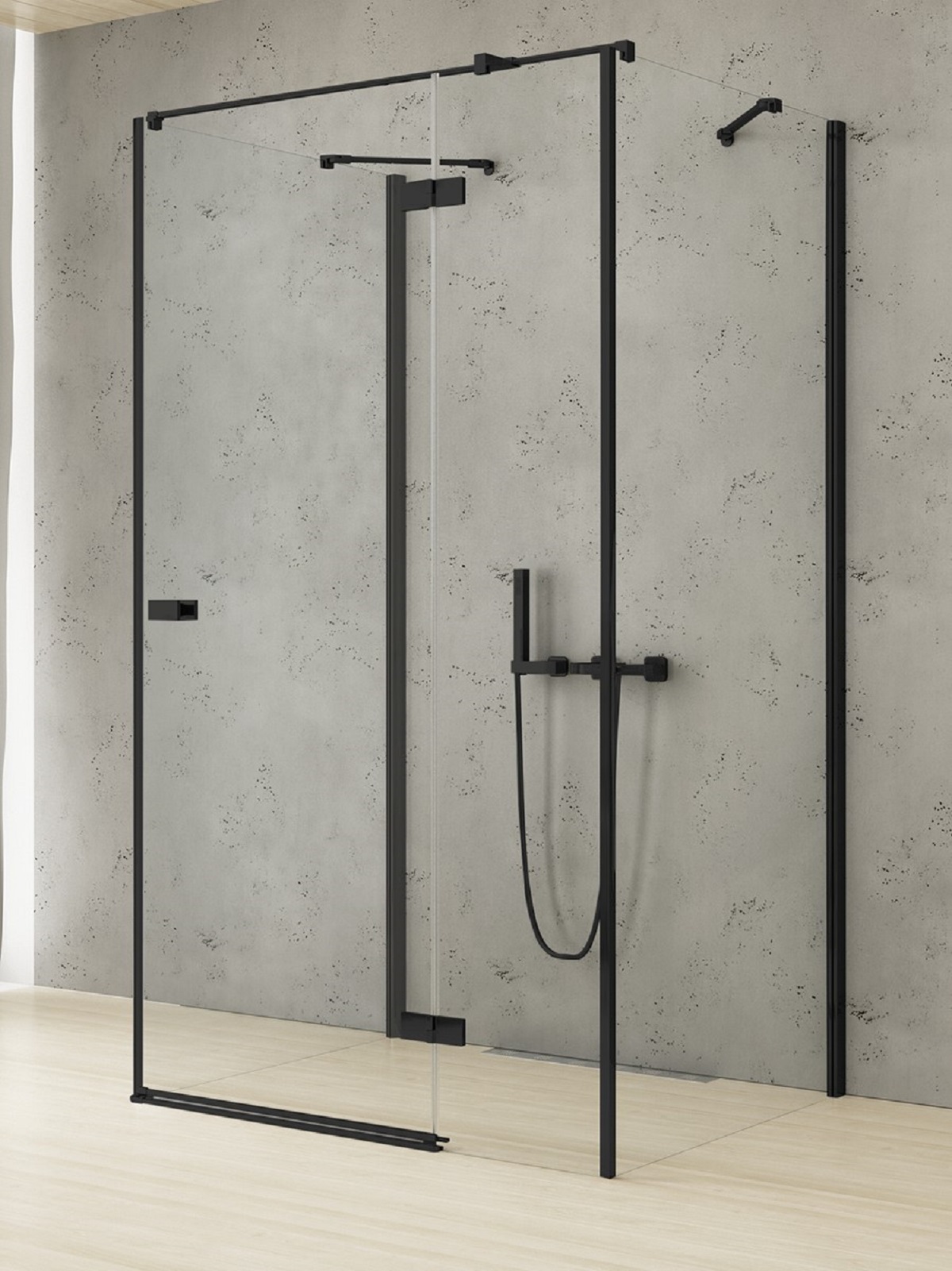 New Trendy Reflexa Black cabină de duș 80x80 cm pătrat negru mat/sticlă transparentă EXK-5000